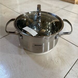 Silver Stainless Steel Stockpot with Lid